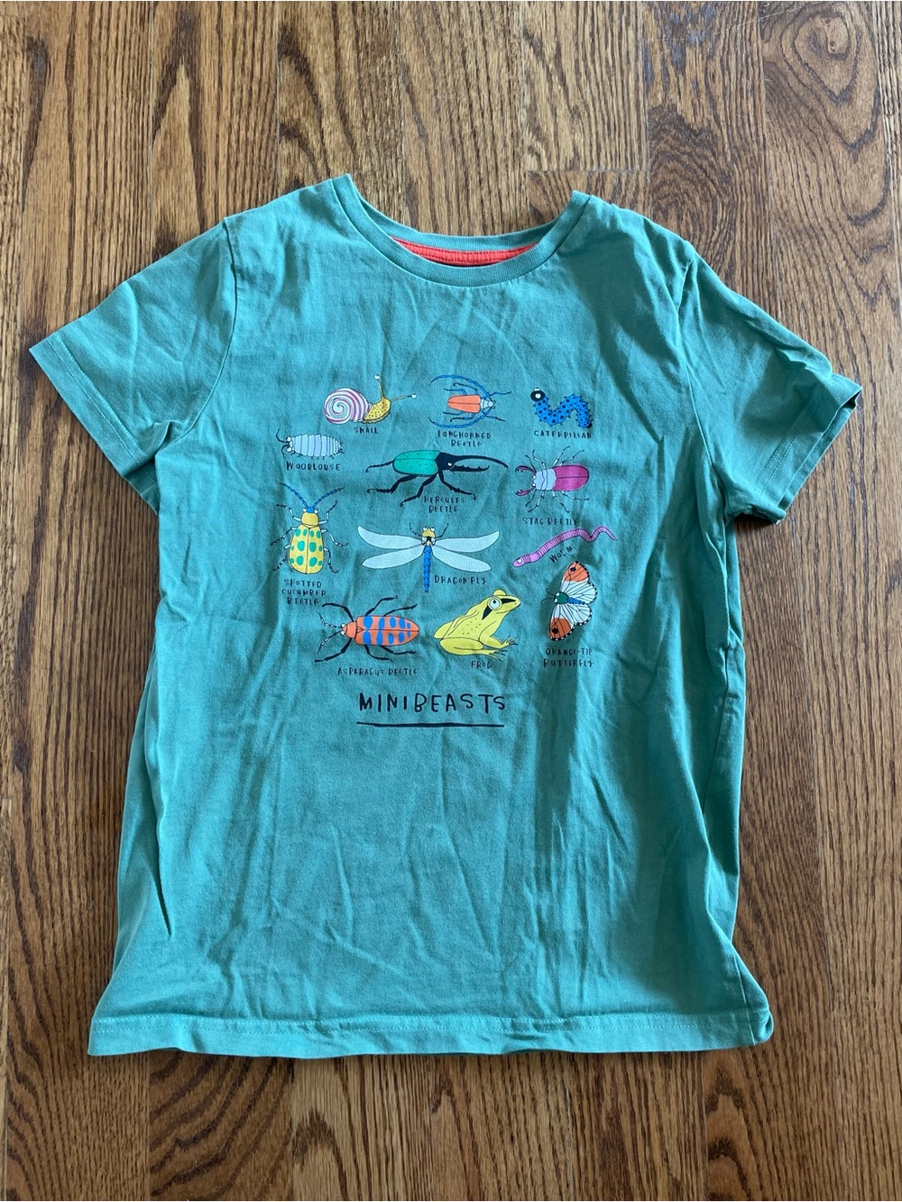 Mini Boden green, multi-color tee - Minibeasts size 11-12 years